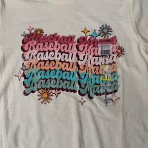 Women’s "Baseball Mama" Graphic Tee - Cream Sz Small